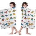 thumbnail image 4 of White Cartoon Fantasy Dinosaurs Pattern Hooded Bath Towel，50"x30" for Ages 3 To 12 Kids, Quick Dry Lightweight Soft Microfiber Hood Beach Towel Cover Up for Kids, 4 of 7