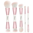 thumbnail image 4 of DUAIU Set de 5 Pinceles Doble Cara Profesionales - Brochas para Base, Contorno, Rubor, Iluminador y Corrector - Juego de Brochas Facial y Ojos (Rosa), 4 of 6