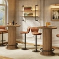 thumbnail image 5 of Tribesigns Round Bar Table, Fluted Wooden Bistro Cocktail Table with Metal Footrest, 35.4" High Top Pub Tables for Small Space, Living Room, 5 of 18