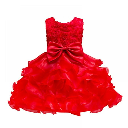

3-10T Toddler Kids Girl Embroidered Tutu Ball Gown Lace Dresses Toddler Party Bowknot Wedding Dresses