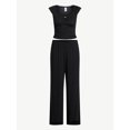 thumbnail image 4 of No Boundaries Sleep Pointelle Baby Tee and Pants Set, 2-Piece, Women’s XXS-3X, 4 of 4