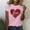 Pink, variant on Valentines Day Shirts Women Cute Heart Print Shirt Casual Valentines Top for Women Short Sleeve Love Letter Graphic Tees Tops Crewneck Pullover T-Shirts Size 2X 3X