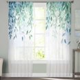 thumbnail image 3 of Watercolor Leaves Semi Sheer Curtains 84 Inch Length 2 Panels Set, Spring Botanical Eucalyptus Leaves Sheer Kitchen Curtain Privacy Voile Window Curtain for Living Room Bedroom Rod Pocket Drapes, 3 of 7