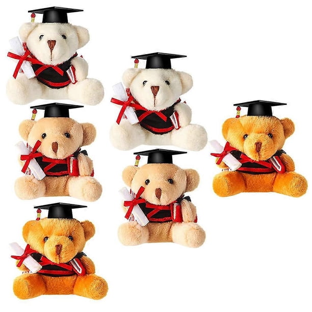 6pcs Graduation Bear Plush Keychain, Small Stuffed Bear Pendant Backpack Charm, Lightweight Hanging Decor for Birthday, Valentine's Day, Christmas
