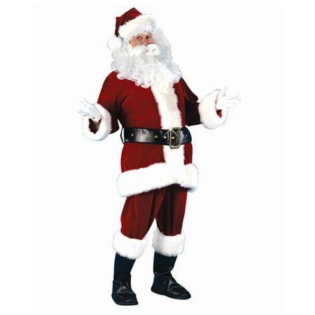 Plush Red Santa Suit - 7-Piece Deluxe Plush Velour Santa Claus Christmas Suit Costume - Adult Men's Plus Size
