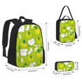 thumbnail image 4 of Naloa Green Apple Print Large Capacity Backpack Lunch Bag Pencil Case Combination 3 Piece Set for Student, 4 of 8