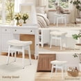 thumbnail image 5 of Carolayne Vintage Vanity Stool, Upholstered Non-Slip, Beige with White Legs, 5 of 7