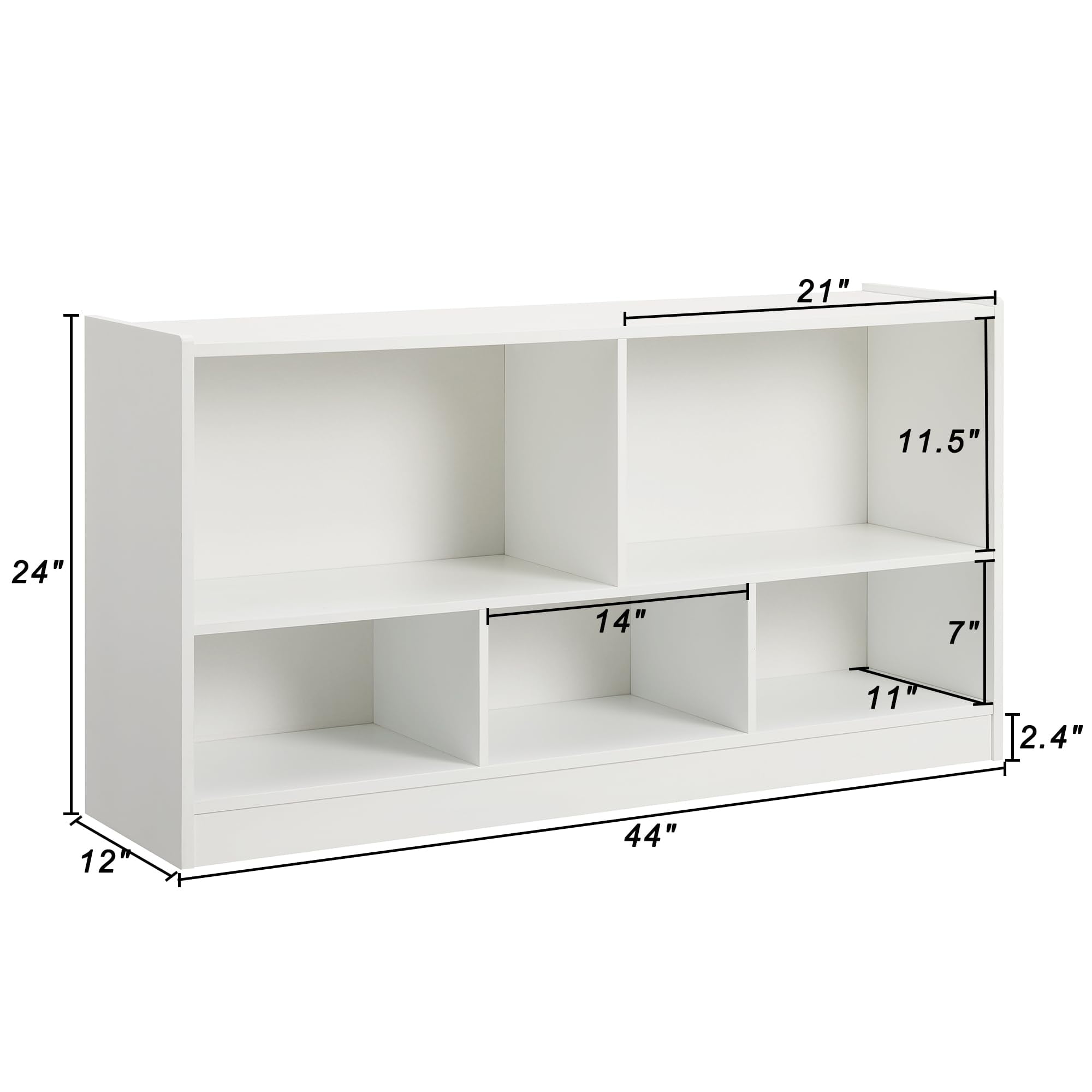 Kids Toy Storage Organizer, 5-Section Storage Cabinet for Organizing Books Toys, Wooden Bookshelf Daycare Furniture for School, Classroom Playroom, Nursery, Kindergarten (Gray)