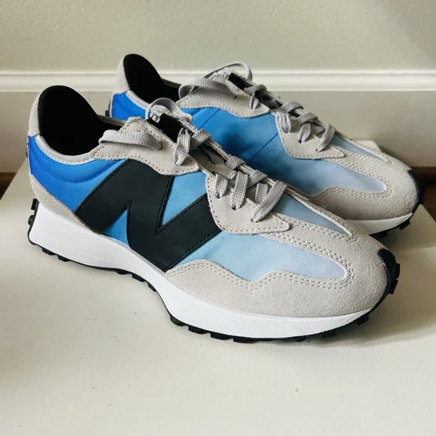 New Balance 327 Light Aluminum Cobalt Blue Mens Size 9 D Lifestyle Shoes MS327SD