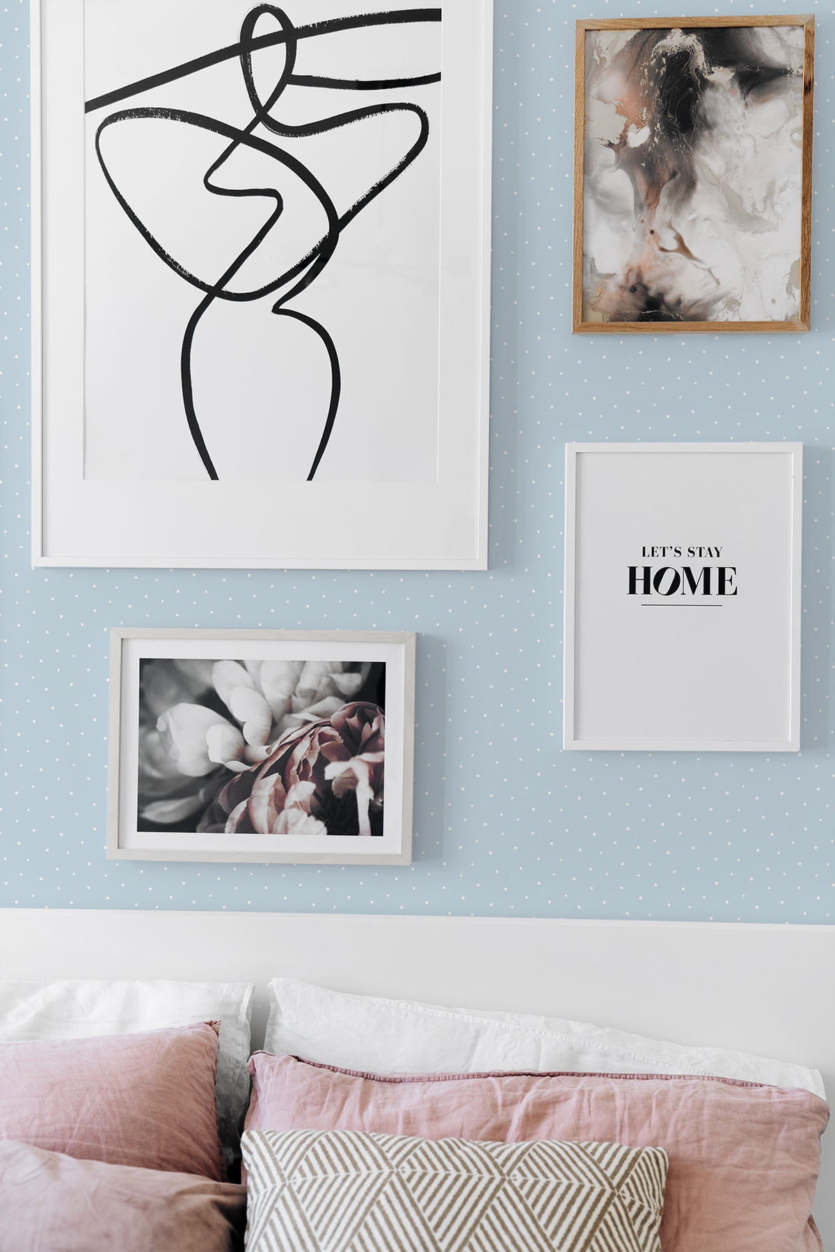 NextWall Baby Blue Polka Dots Peel and Stick Wallpaper
