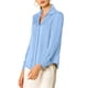thumbnail image 4 of CAMISAS ELEGANTES PARA MUJER INSPIRADAS CHIC Cuello en V, Manga Larga, Blusa de Satén Suave XL Azul Claro, 4 of 8