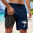 thumbnail image 2 of Board Shorts Male Swim Trunks With Liner Inseam Board Shorts Bathing Suit With Pockets Mens Beach Shorts Dark Blue M, 2 of 4