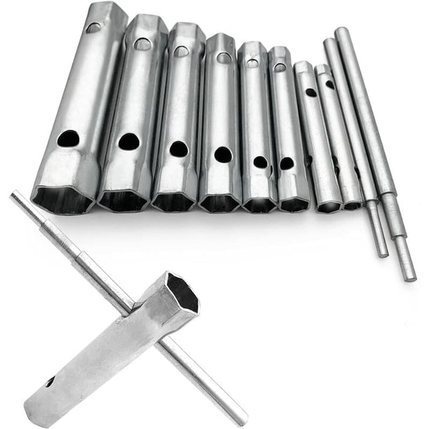 Llave para tubos de 6 a 22 mm, llave para tubos, llave para bujías para enroscar la bujía, desmontaje/montaje de grifos de agua y mezcladores, aflojamiento de tornillos inaccesibles, paquete de 10 JAMW Sencillez