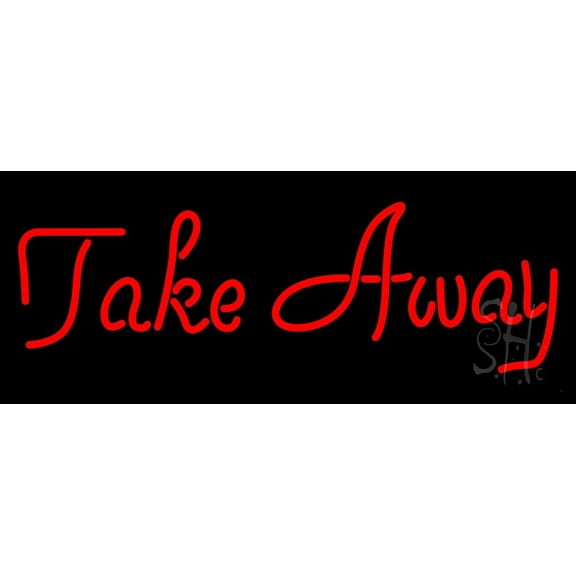 Red Take Away LED Neon Sign 10 x 24 - inches, Clear Edge Cut Acrylic Backing, with Dimmer - Bright and Premium built indoor LED Neon Sign for Bar decor.