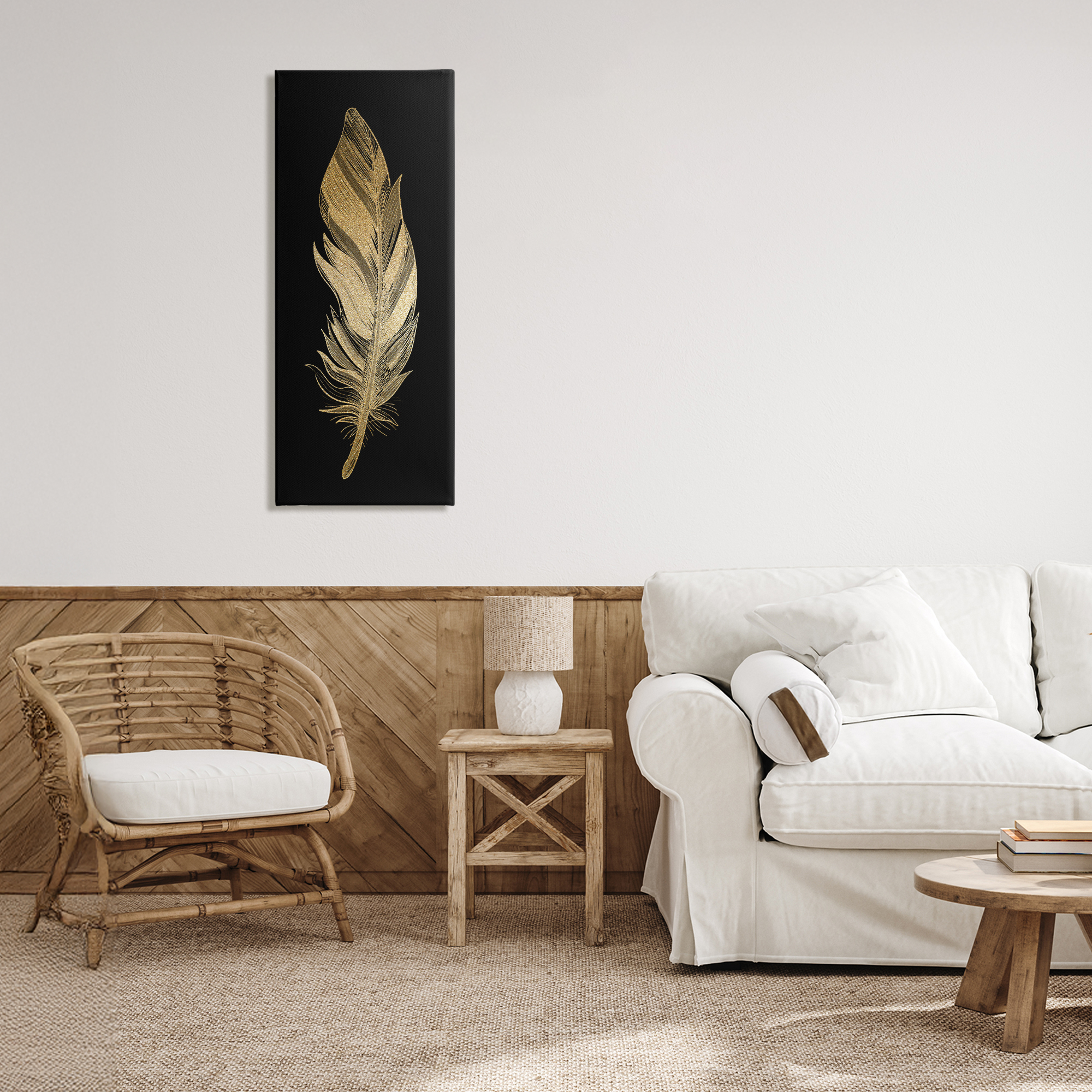 Glam Lined Feather Canvas Wall Art, design by Kim Allen