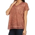 thumbnail image 3 of Sakkas Charolette Embroidery And Seqiun Accents Blouse - Chocolate - Plus Size, 3 of 6
