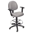 thumbnail image 1 of Boss Office Contoured Comfort Rolling Fabric Drafting Stool with Arms in Gray, 1 of 8