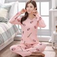 thumbnail image 1 of Ensemble de Pyjamas Fins d'Automne 2 Pcs Femmes 2022 Coton Col Rond Pyjamas Filles Ensembles Teacup Cat Vêtements de Nuit Complets Hauts de Sommeil, 1 of 5