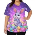 thumbnail image 3 of LTTVQM Easter Scrub Tops Women Bunny Eggs Graphic Cute Short Sleeve Clothes Casual V Neck Fashion Shirts with Pockets Purple 2XL, 3 of 5