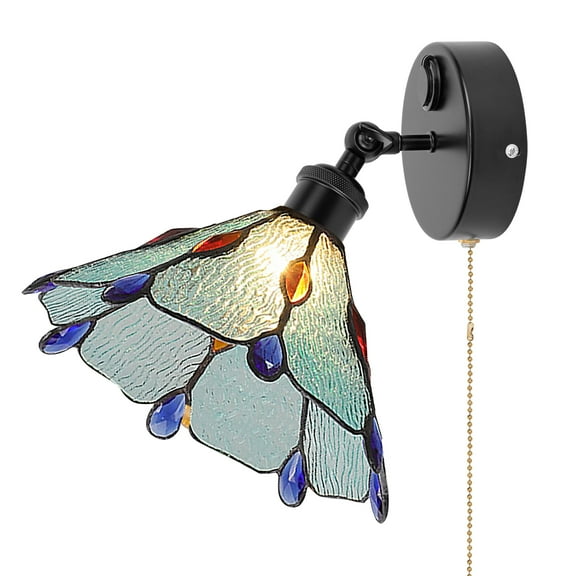 Kiven 12V LED Interior Lights with USB Port,RV Reading Lamp with Pull Chain Switch,4W Tiffany-style Wall Sconce Adjustable Warm White for RV Caravans Boats, Hard-Wired Surface Mount DZ0572