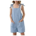 thumbnail image 1 of toraway Barboteuses pour Filles 7-8 Rouge Mignonne Barboteuse pour Filles Sans Manches à Bretelles Ajustables à Nouer Combinaisons Courtes Vêtements avec Poche 11-12 Ans, 1 of 3