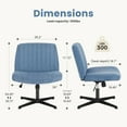 thumbnail image 3 of CONCETTA Cross Chair Legged Office Wide Comfy Desk Seat, No Wheels Armless Computer Task Seating, Swivel Vanity Height Adjustable, 3 of 6