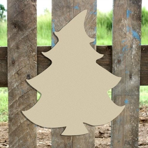Whimsical Christmas Tree Cutout, Wooden Shape, DIY Craft