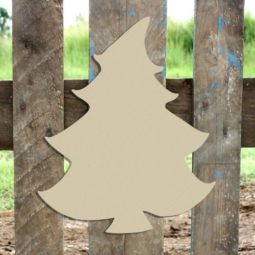 Whimsical Christmas Tree Cutout, Wooden Shape, DIY Craft