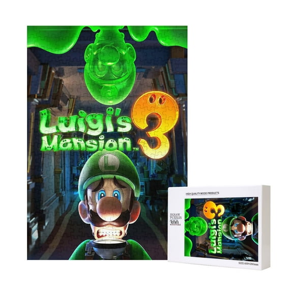 Luigi-s Mansion Wooden Picture Puzzle 300 Piece Jigsaw Puzzle for Adults Challenging Puzzle Game Gifts