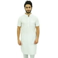thumbnail image 6 of Atasi Men's White Cotton Long Kurta Short Sleeve Casual Shirt Clothing-Small, 6 of 7