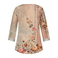 thumbnail image 5 of Weiqiqre Summer Fashion Tops for Women Floral Printed Lace V-Neck 3/4 Sleevet Casual T-shirt Blouse, 5 of 5