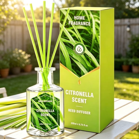 SCENTORINI Citronella Reed Diffuser, 6.7 fl oz/200 ml, Citronella Oil Reed Diffusers Home Decorations, Suitable for Patio Camping Outdoor/Indoor Use