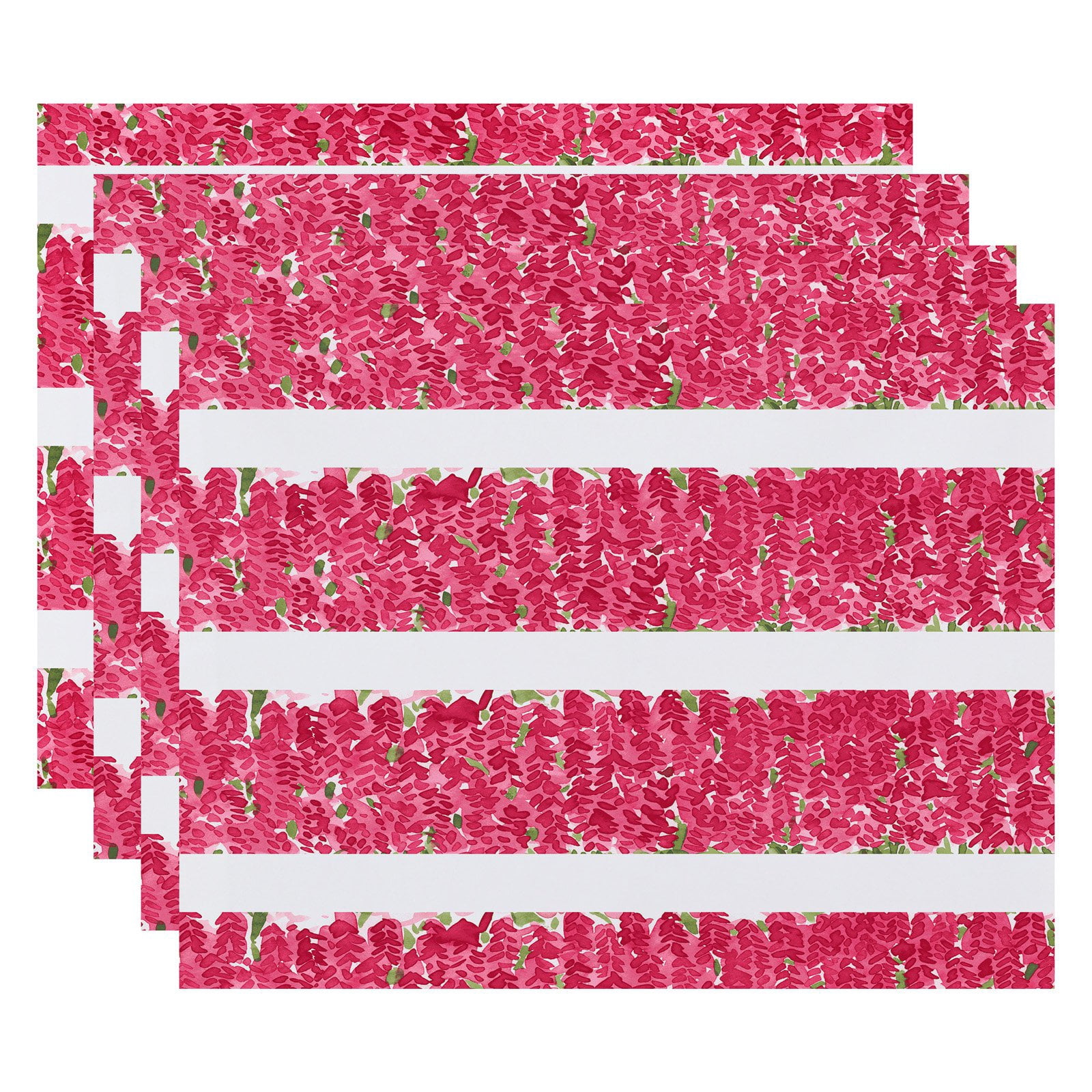 Simply Daisy's Flower Bell Stripe 18x14 inch Purple Floral Print Placemat (Set of Four)