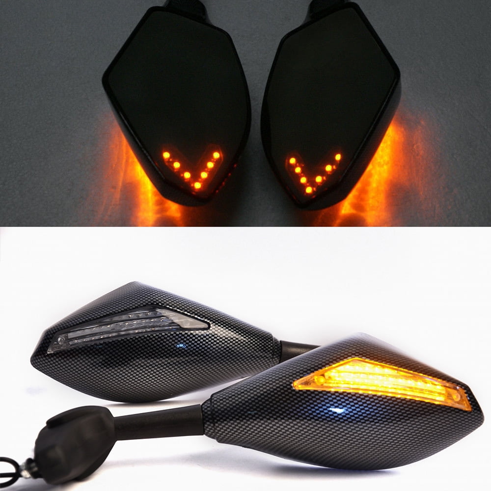 Evomosa Motorcycle Signal Light Rear View Mirror, Fire Hand Pattern