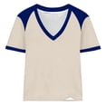 thumbnail image 6 of Enjoytime Short Sleeve Shirts for Women Patchwork V-Neck Trendy Tops Summer Business Casual Basic Tees, 6 of 6