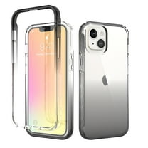 Feishell Gradient Clear Case for iPhone 13 (6.1 inch),Dual Layer Hybrid 2-In-1 PC   TPU Transparent Anti-Scratch Shockproof Lightweight Slim Phone Case for iPhone 13,Black