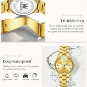 OLEVS Watches for Women Luxury Dress Quartz Analog Casual Gold Plated Stainless Steel Waterproof Luminous Date Fashion Ladies Wrist Watches Gifts Relojes para Mujer