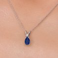 thumbnail image 3 of Gem Stone King 14K White Gold Blue Sapphire and White Diamond Pendant Necklace for Women | 0.92 Cttw | Gemstone September Birthstone | Pear Shape 7X5MM | With 18 inch Chain, 3 of 6