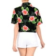 thumbnail image 2 of LA LEELA Button Down Shirt for Women Casual Summer Beach Party Short Sleeve Vacation Tops Blouse Shirt Hawaii Blouses Hawaiian Shirts for Women S Hibiscus, Black, 2 of 4