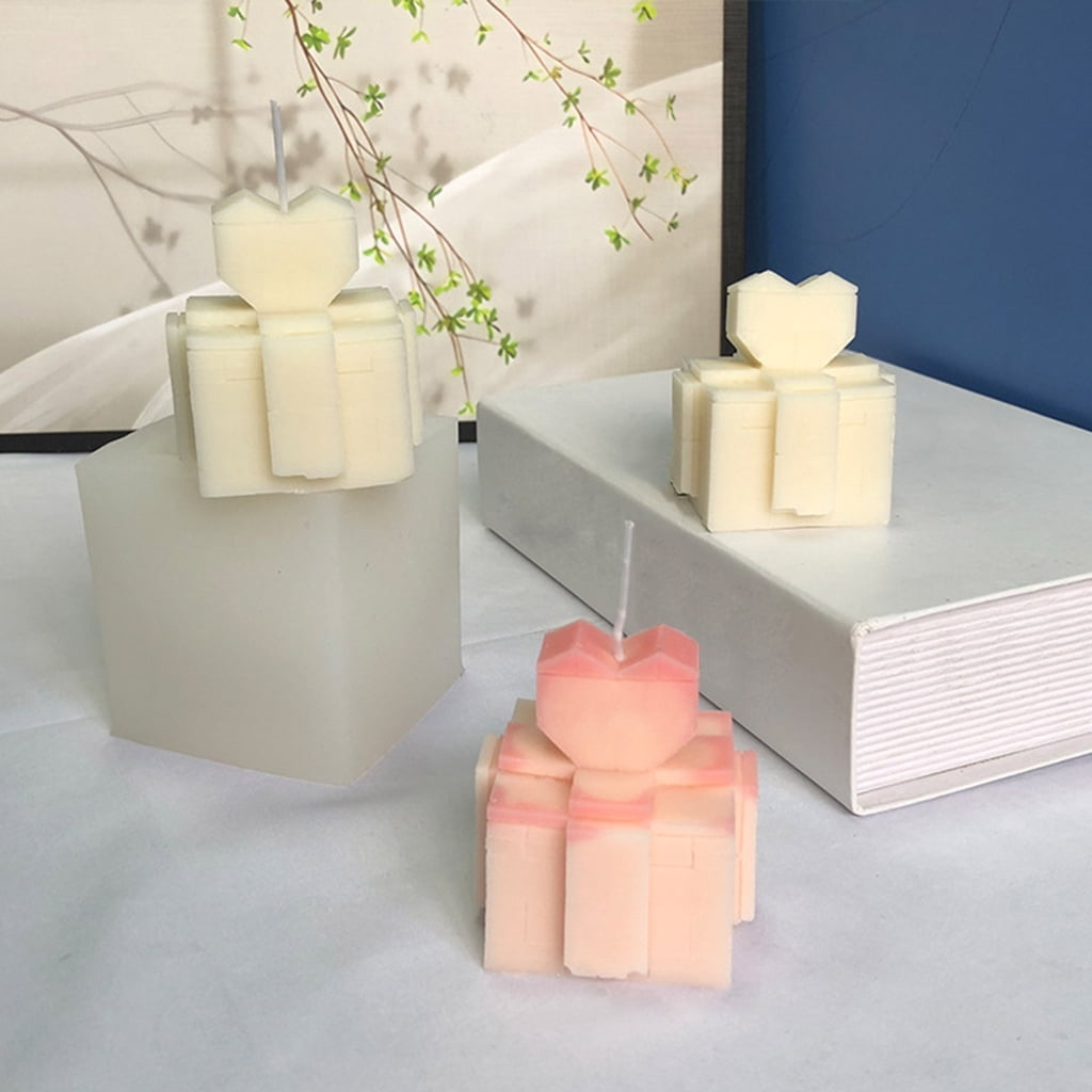 Christmas Gift Box Candle Silicone Mold Geometric Love Gift Box Candle Mold DIY Fondant Chocolate Cake Decorating Tool