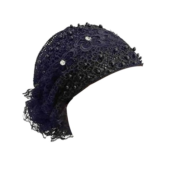 Diadema floral de encaje y perlas para mujer, diseño vintage, elástica, transpirable, banda ancha y suave, sujeción firme, ideal para el día a día, fiestas, Navidad y Año Nuevo, regalo