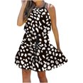 thumbnail image 2 of SMihono Robe d'Été pour Femmes Grande Taille Col Rond Décontracté Sans Manches Imprimé Fluide Boho Plage Mini Robe, 2 of 7