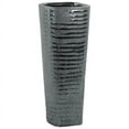 thumbnail image 2 of Benzara BM180725 Ceramic Tall Tapered Bottom Ribbed Design Vase, Distressed Silver Finish - 13 x 4.75 x 4.75 in., 2 of 2