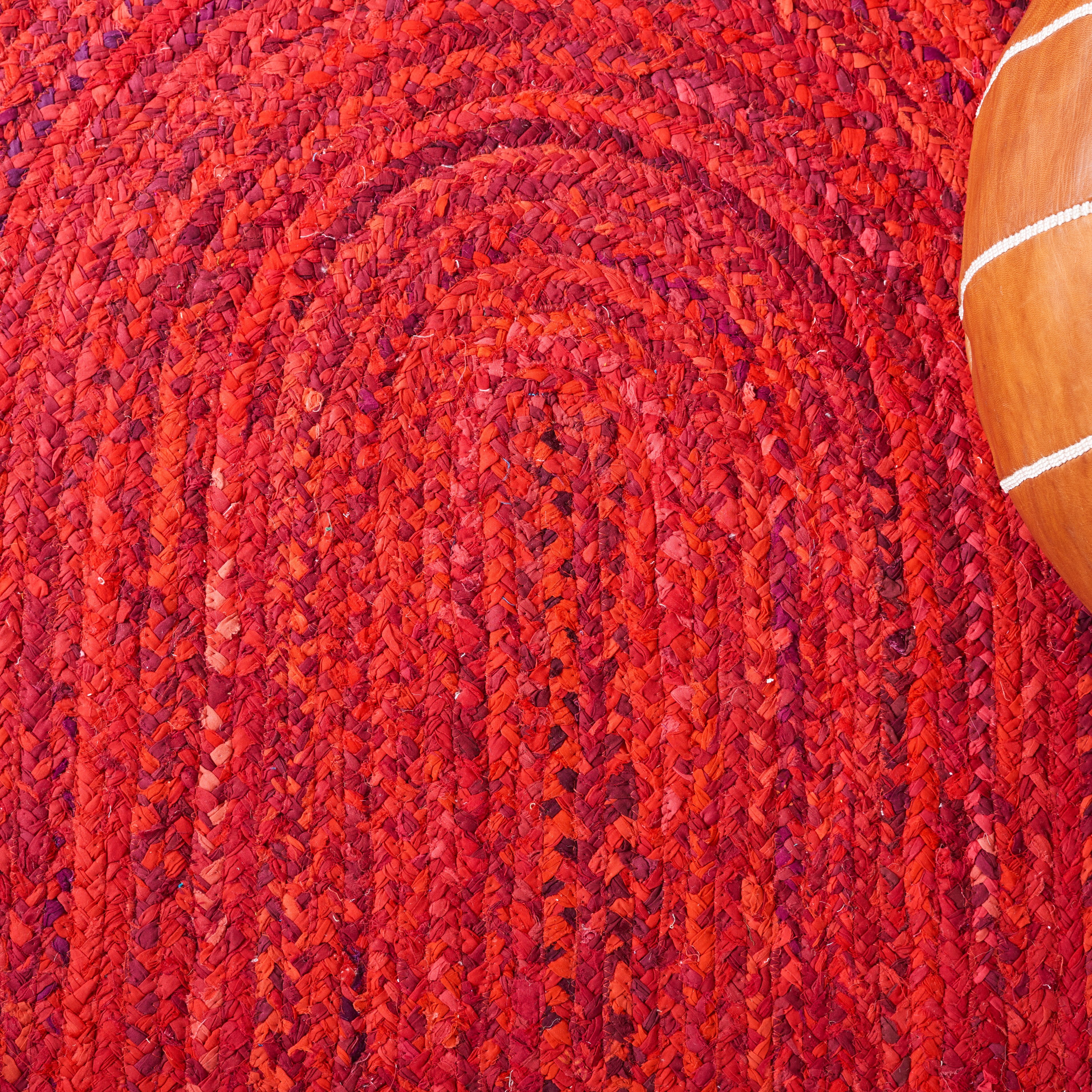 SAFAVIEH Braided Calvin Transitional Cotton Reversible Area Rug, Red, 5' x 8' Oval