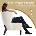 thumbnail image 5 of Miniyam Sherpa Boucle Accent Chair with Wooden Legs,Round Upholstered Armless Chair for Small Spaces,Reading Chair,White, 5 of 12