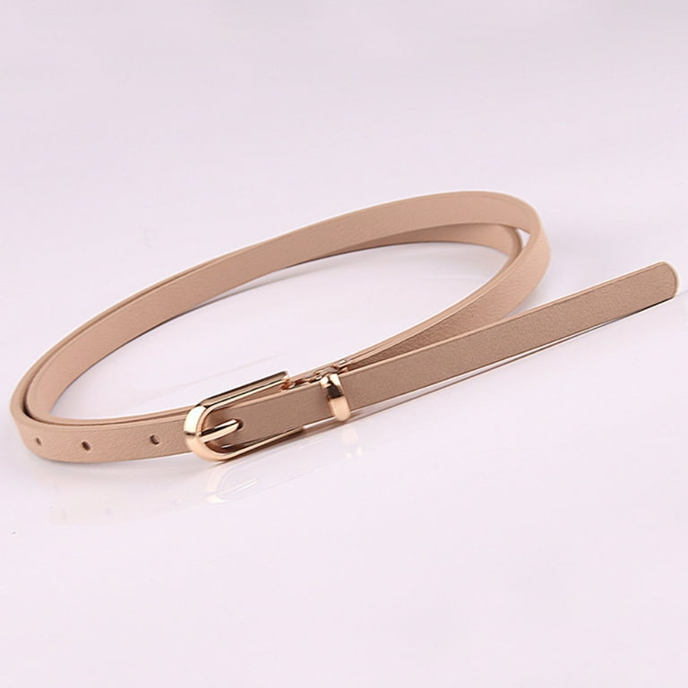 Women's Skinny Gold Buckle Leather Jeans Belt