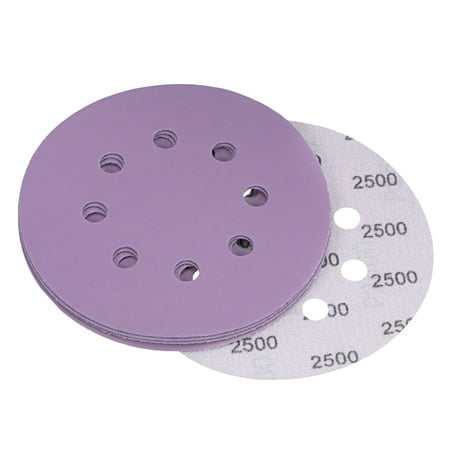 

5 Pack 5-Inch Purple Sanding Discs 2500 Grits 8 Hole Hook & Loop Professional Aluminum Oxide Sandpaper