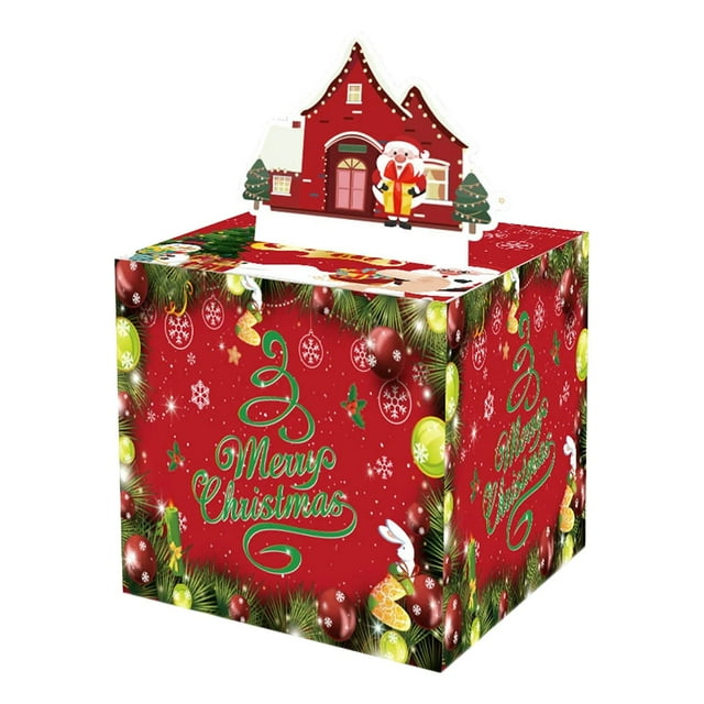 Home Decor Merry Christmas Box for Pull for Box for Red Holder with Pull Out Card Diy Set Christmas Party Supplies Set Decoration Kit,Balloon Set,Banner Set,Table Decor,Confetti,Party Favors,Event Ac