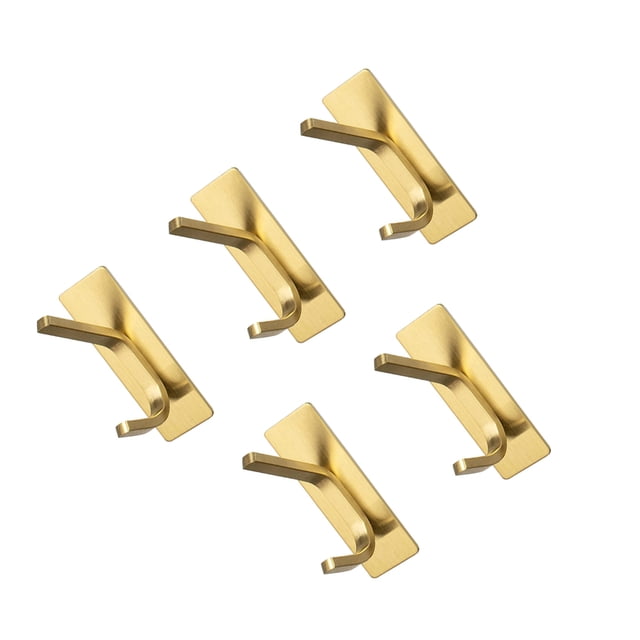 Bewildely Paquete de 5 ganchos para toallas, acero inoxidable, gran capacidad de carga, colgador de toallas de acero inoxidable multiusos Juegos de accesorios de baño dorado