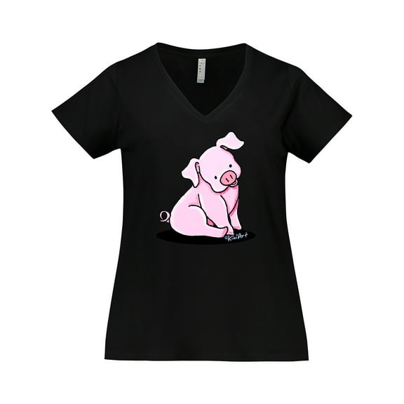 Inktastic Sitting Pig Women's Plus Size V-Neck T-Shirt